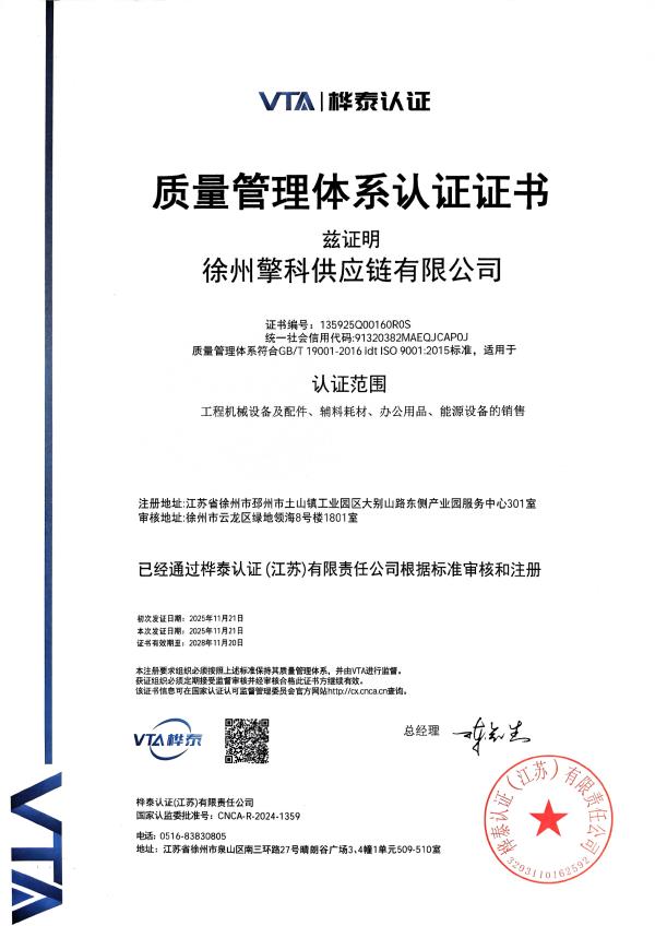 KingCore Quality Management System Certification
